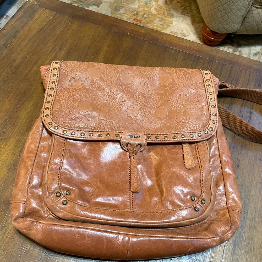 The Sak Ventura Tan Leather Convertible Back Pack Handbag